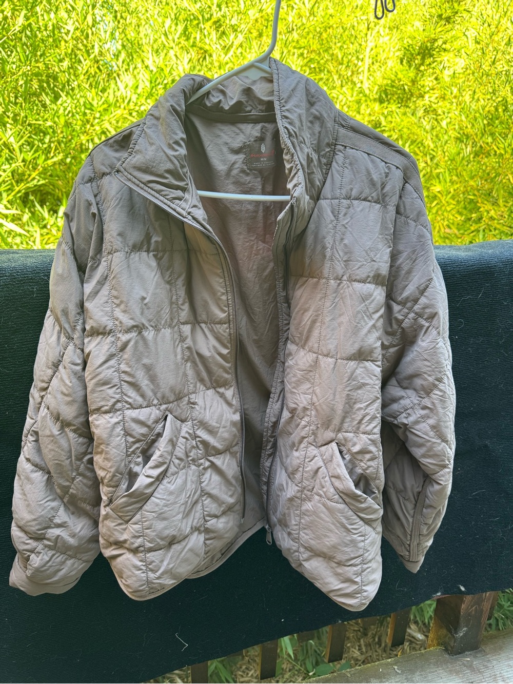 Free People Pippa Quilted Puffer Jacket in Light Gray